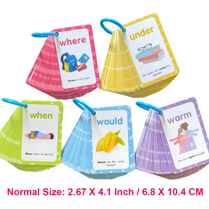 220 Cards Sight Words Flashcards with Pictures & Sentences, 5 Levels High Frequency Words, Vocabulary Building, Montessori - LearnPlay Labs