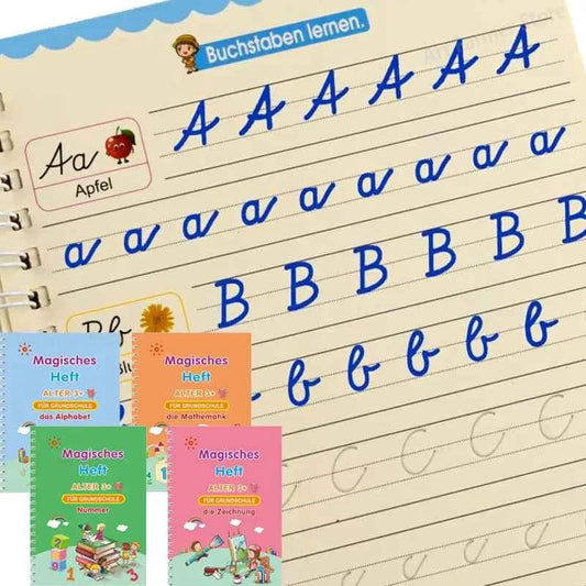 Reusable Learning Alphabet 3D Calligraphy Copybook Math German Book Drawing Numbers Education for Kids Practice Toy Gifts