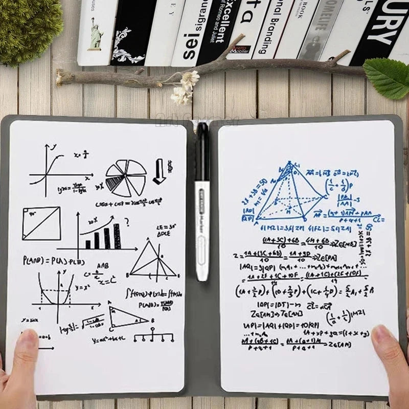 Portable A5 Whiteboard Notebook Erasing Business Whiteboard Notepad Reusable Leather Writing Board Office Accessories