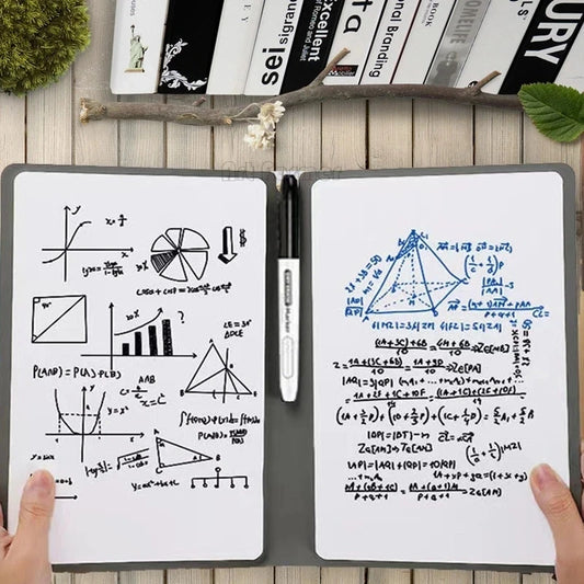 Portable A5 Whiteboard Notebook Erasing Business Whiteboard Notepad Reusable Leather Writing Board Office Accessories