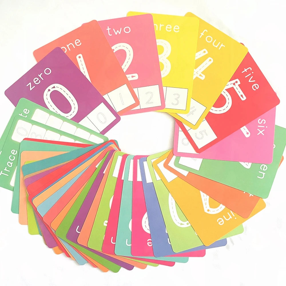 Engaging 36-Card Set: Children's Number Cognition Flashcards for Reading Writing Early Math Learning Montessori Educational Toy - LearnPlay Labs