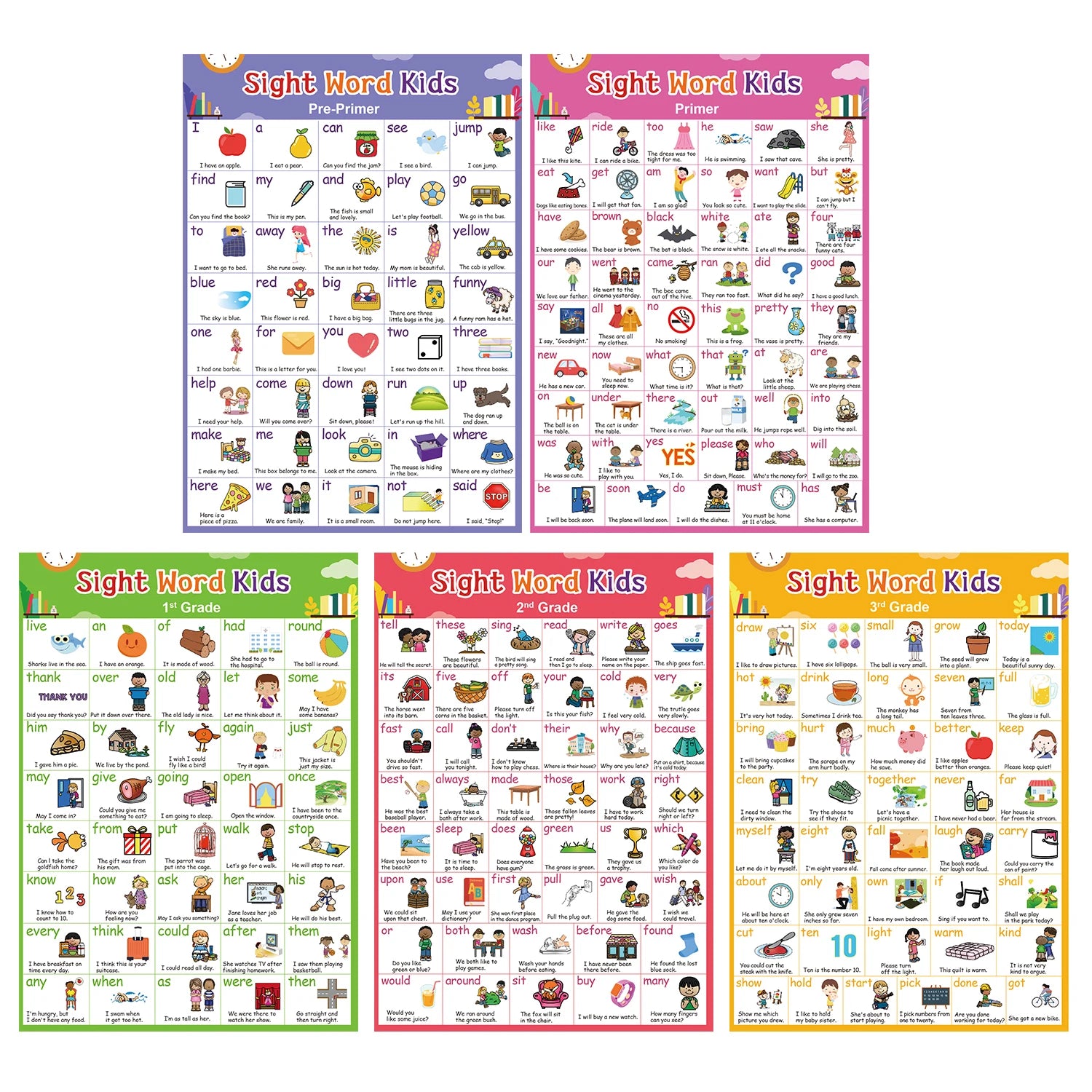 220 English Sight Words Poster Kids Learning Card Homeschool Educational  Classroom Supplies Decora School Posters Flashcards - LearnPlay Labs