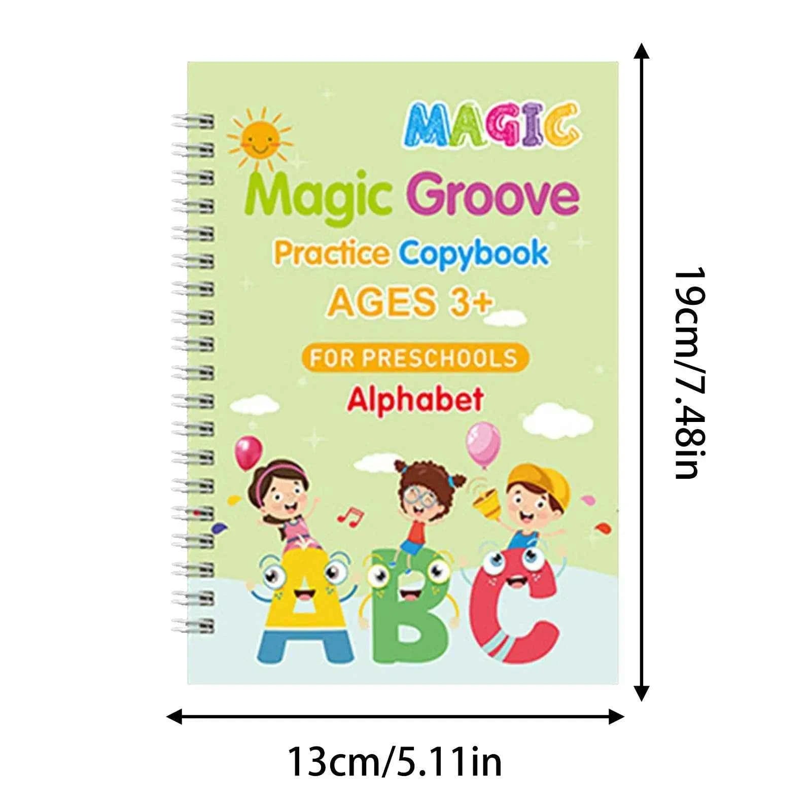 2025 4 Books/set English Sank Magic Practice Copybook French Number Tracing Book German Calligraphy Spanish Reusable Writing Tool