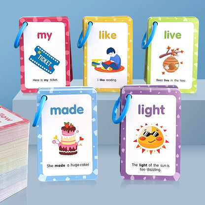 220 Cards Sight Words Flashcards with Pictures & Sentences, 5 Levels High Frequency Words, Vocabulary Building, Montessori - LearnPlay Labs