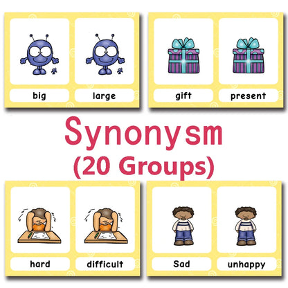 Synonyms Antonyms English Word Learning Card Flashcards Games Puzzles for Kids Children Baby Juguetes Educativos Toys Kids Game - LearnPlay Labs