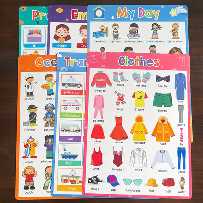 English Learning Poster Set Words Flashcards Educational Toys for Preschool Kids Classroom Decoration Teaching Aids Toys Gifts - LearnPlay Labs