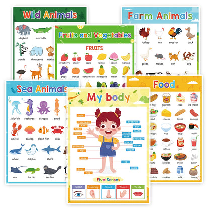 English Learning Poster Set Words Flashcards Educational Toys for Preschool Kids Classroom Decoration Teaching Aids Toys Gifts - LearnPlay Labs