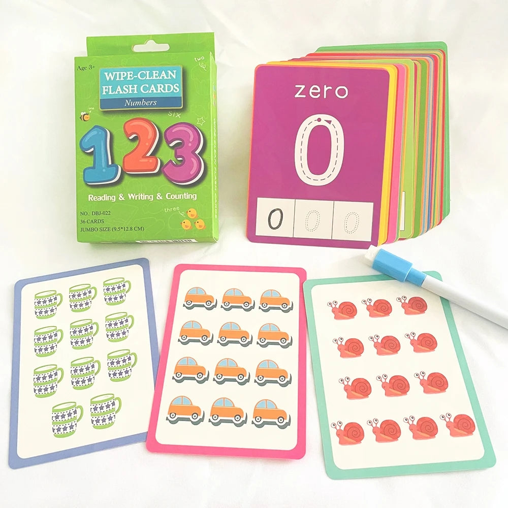Engaging 36-Card Set: Children's Number Cognition Flashcards for Reading Writing Early Math Learning Montessori Educational Toy - LearnPlay Labs
