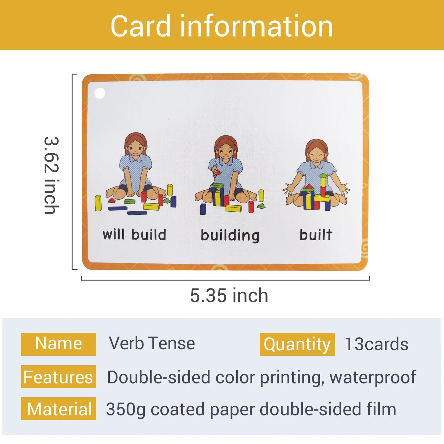 24 Groups/set Verb Tense Flash Card Leaning English Word Picture Cards Educational Toys for Children Games Classroom Montessori - LearnPlay Labs