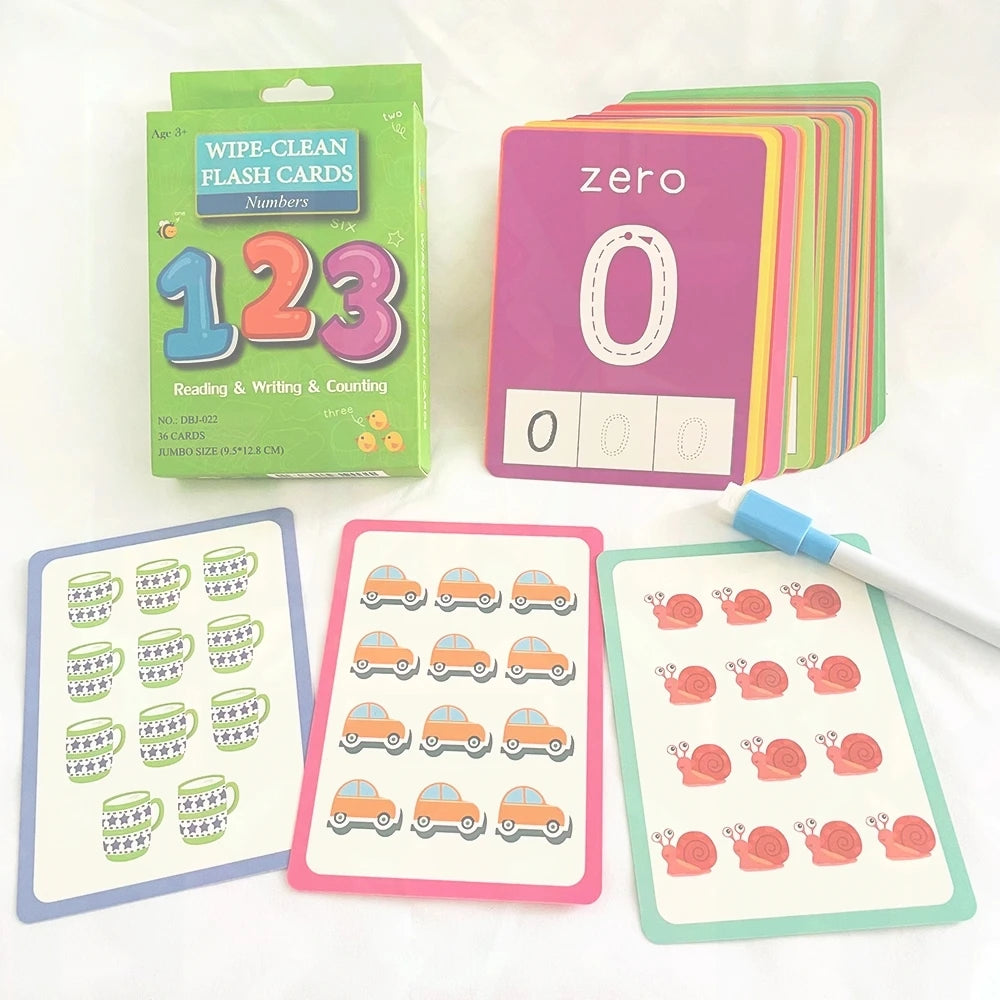 Engaging 36-Card Set: Children's Number Cognition Flashcards for Reading Writing Early Math Learning Montessori Educational Toy - LearnPlay Labs