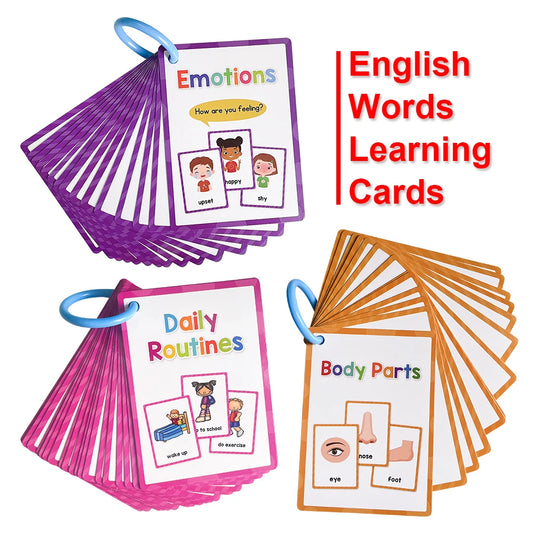 Kids Montessori English Words Learning Card Pocket Flashcards Early Educational Toys Classroom Supplies Teaching Aids - LearnPlay Labs