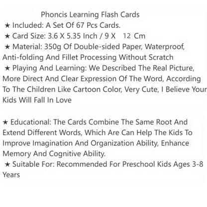 English Phonics Flash Cards Kids 107 Groups/set Roots Montessori Learning Educational Toys For Children Teaching Aids Baby Card