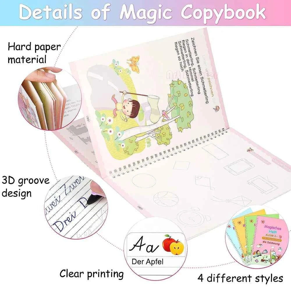 5x26cm Caligraphy Practice Book 4 Book/set German Mathematics Montessori Calligraphy Books for Kids Copy Reusable Educational