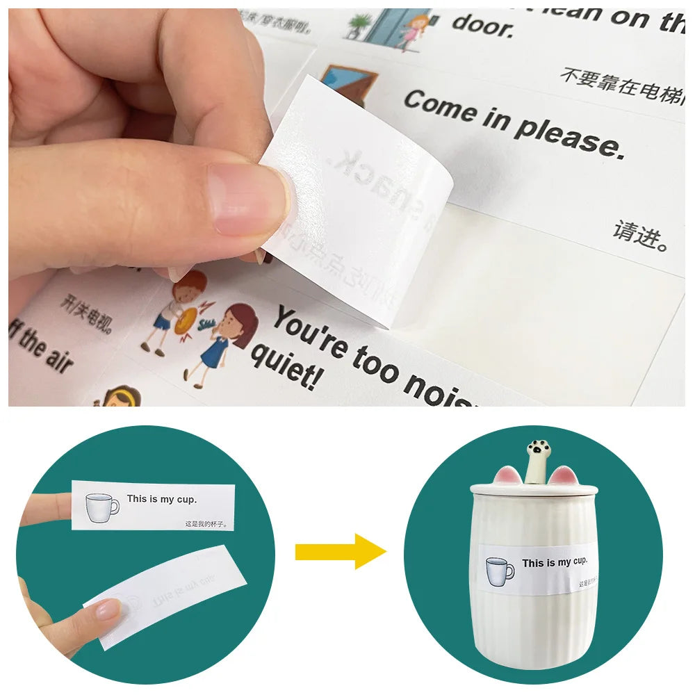 200 Family Daily Routines Sentences Common English Chinese Situational Early Childhood Education Sticker Label for Kids Decor - LearnPlay Labs