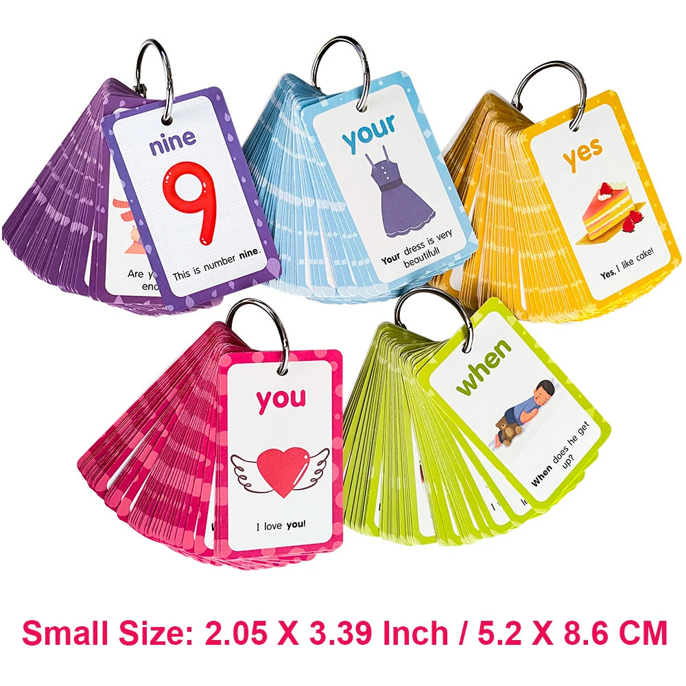 220 Cards Sight Words Flashcards with Pictures & Sentences, 5 Levels High Frequency Words, Vocabulary Building, Montessori - LearnPlay Labs