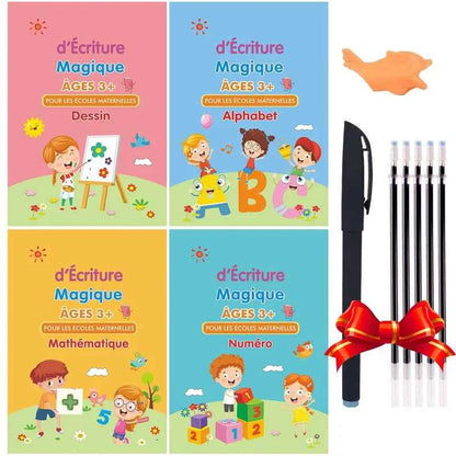 2025 4 Books/set English Sank Magic Practice Copybook French Number Tracing Book German Calligraphy Spanish Reusable Writing Tool