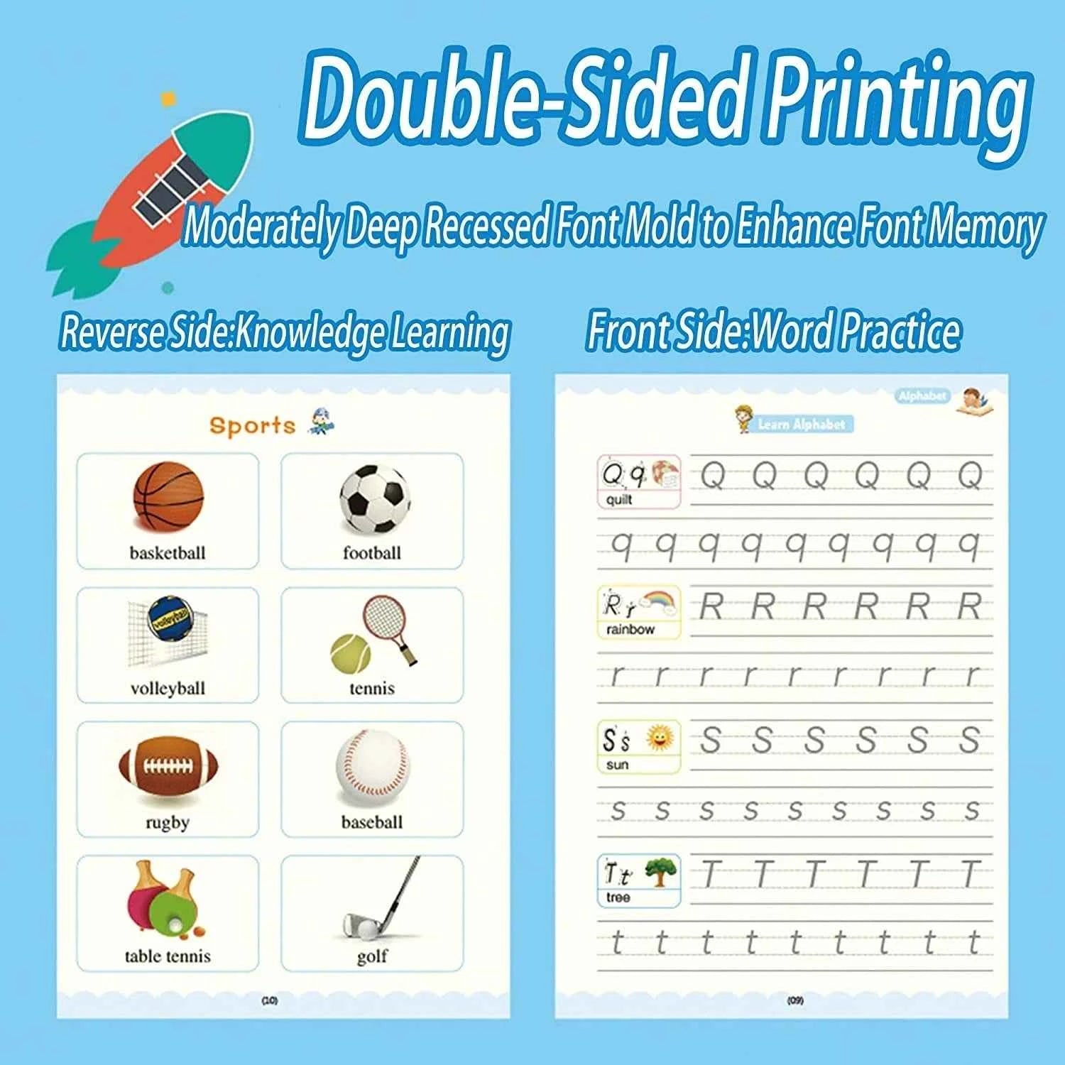 2025 4 Books/set English Sank Magic Practice Copybook French Number Tracing Book German Calligraphy Spanish Reusable Writing Tool