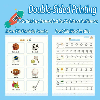 2025 4 Books/set English Sank Magic Practice Copybook French Number Tracing Book German Calligraphy Spanish Reusable Writing Tool