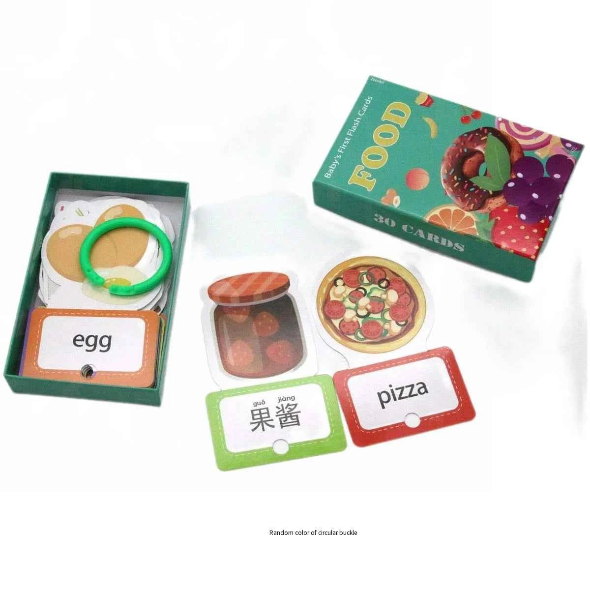 Cross border Chinese English puzzle enlightenment literacy early education card flash card with themes of animals, food