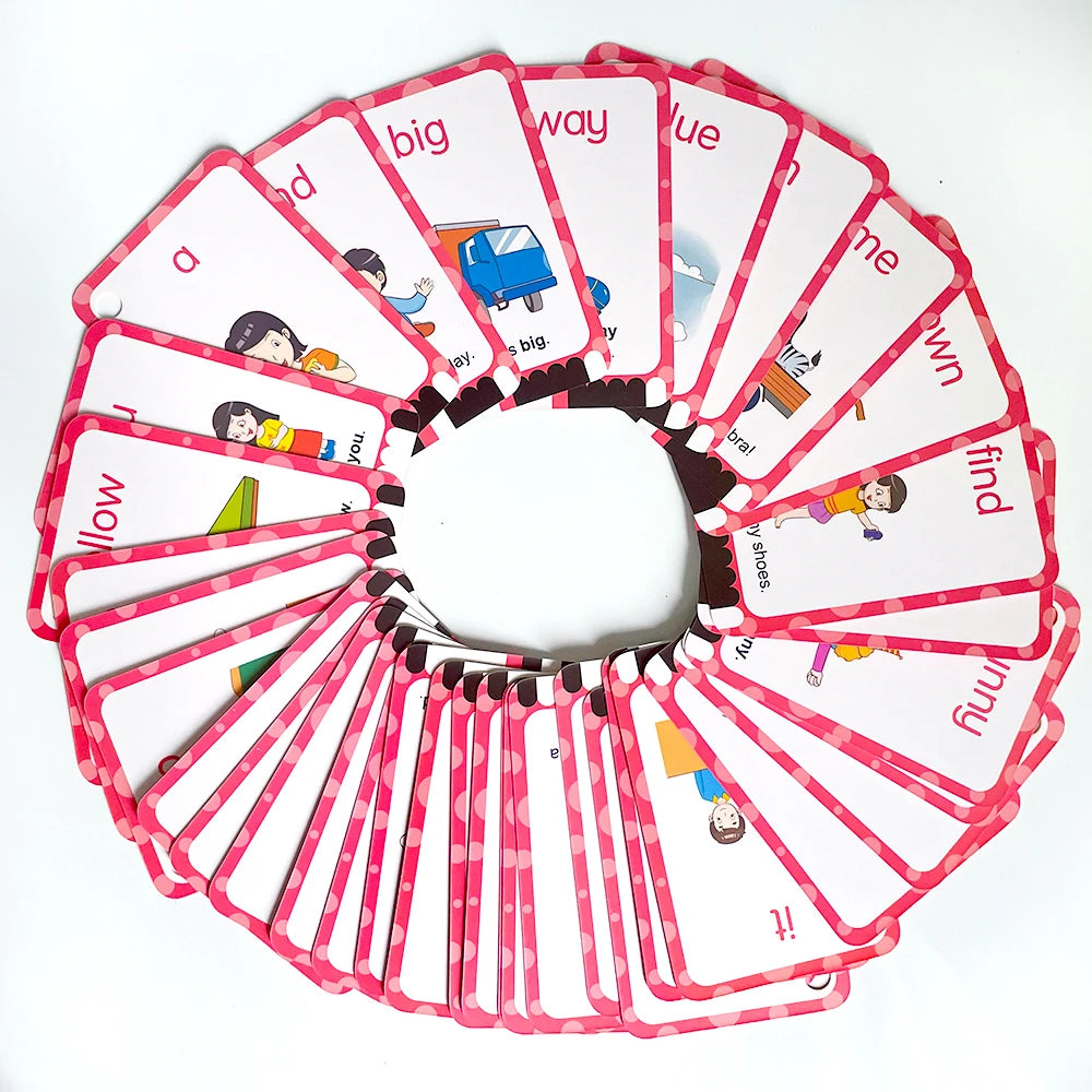 220 Cards Sight Words Flashcards with Pictures & Sentences, 5 Levels High Frequency Words, Vocabulary Building, Montessori - LearnPlay Labs