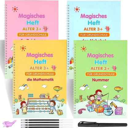 5x26cm Caligraphy Practice Book 4 Book/set German Mathematics Montessori Calligraphy Books for Kids Copy Reusable Educational