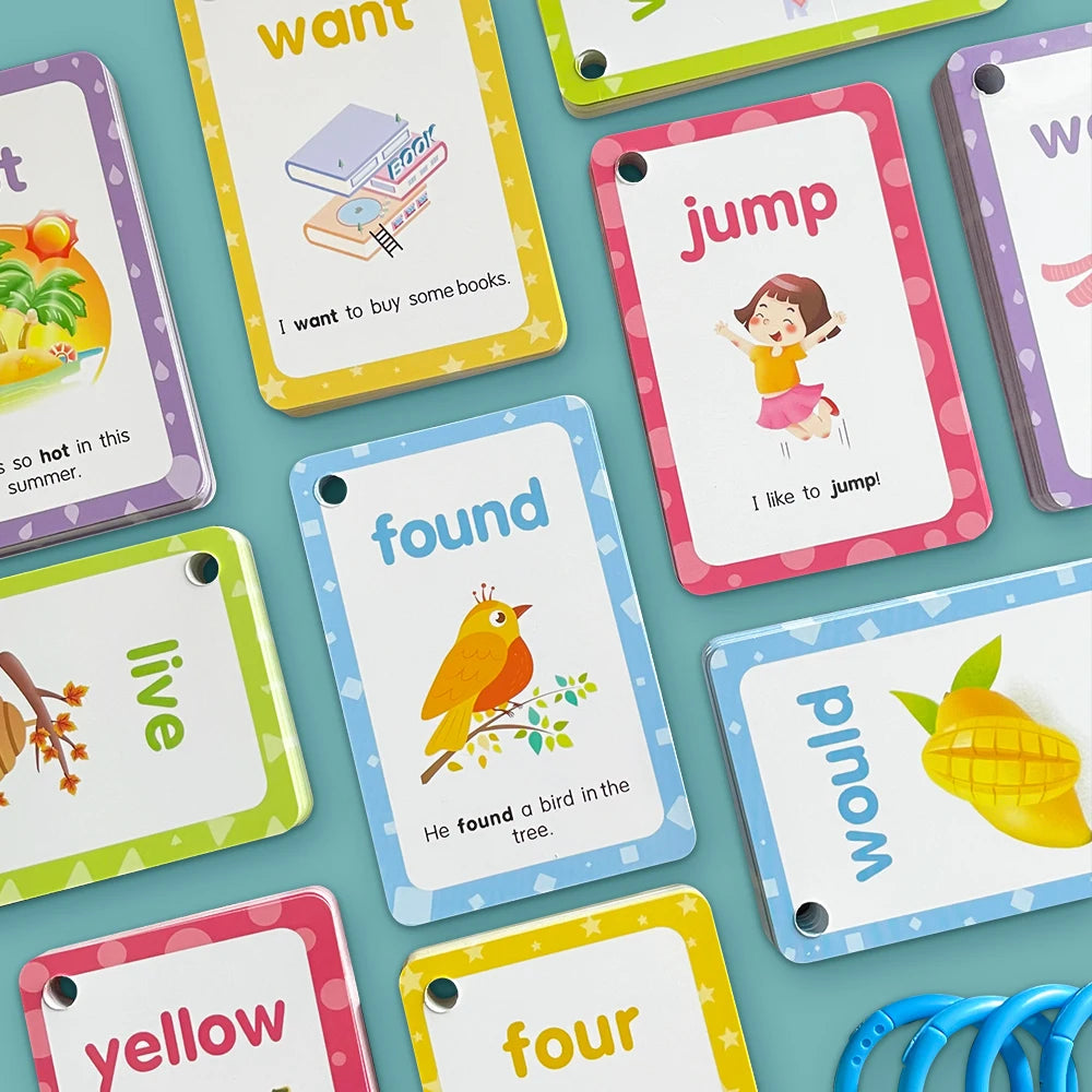 220 Cards Sight Words Flashcards with Pictures & Sentences, 5 Levels High Frequency Words, Vocabulary Building, Montessori - LearnPlay Labs