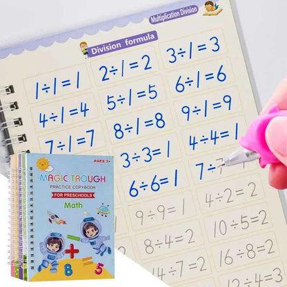 Reusable Writing Paste Calligraphy Handwriting Copybook For Kid Children's Book English Multiplication and division Practice Toy