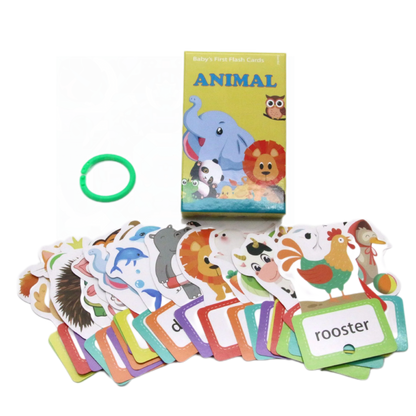 Cross border Chinese English puzzle enlightenment literacy early education card flash card with themes of animals, food - LearnPlay Labs