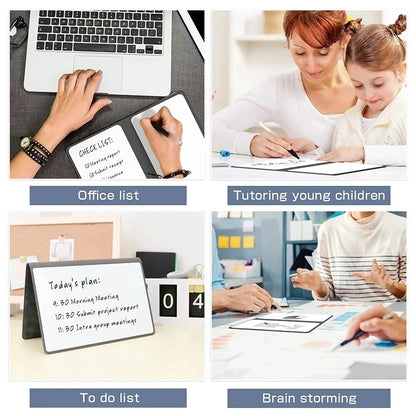 Portable A5 Whiteboard Notebook Erasing Business Whiteboard Notepad Reusable Leather Writing Board Office Accessories