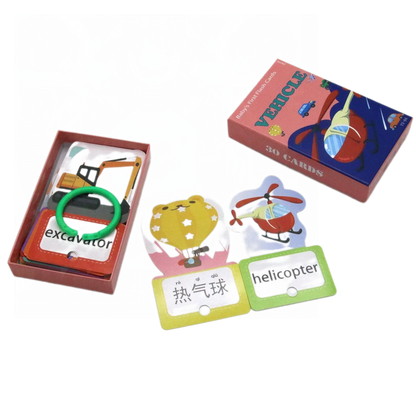 Cross border Chinese English puzzle enlightenment literacy early education card flash card with themes of animals, food