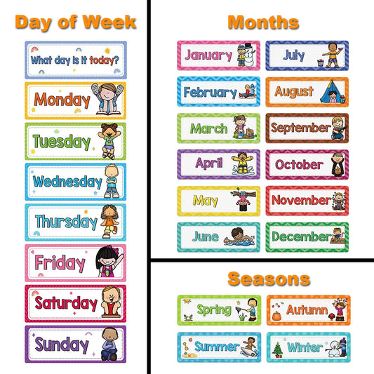 Monthly Headliners Set 12 Months of The Year Day of the Week Headers Monthly Seasonal Week Headers English Words Learning Cards - LearnPlay Labs