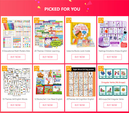 20 Themes Children Learning English School Homeschool Supplies Kids Educational Toy A4 Posters Classroom Decoration Wall Sticker - LearnPlay Labs