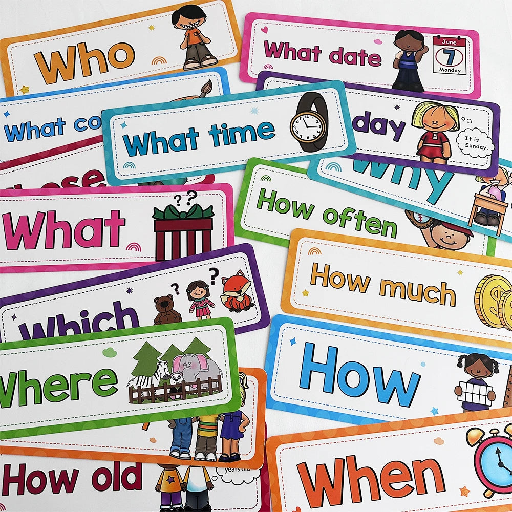 Question Words Learning Flashcards Bulletin Board Headliners Classroom Decoration Teacher Teaching Aids Montessori Materials - LearnPlay Labs