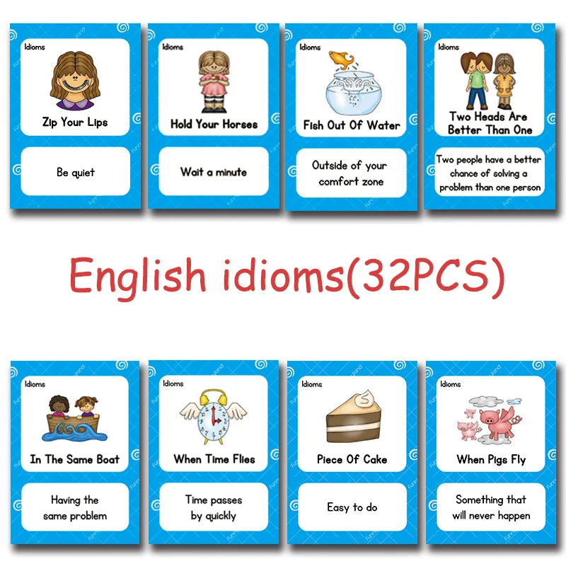 32Groups/Set English Proverb Idioms Sentences Kids Word Card English Falsh Card Children Learning Educational  Montessori Toys - LearnPlay Labs