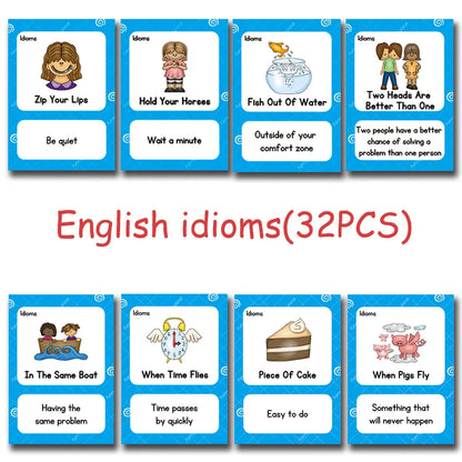 32Groups/Set English Proverb Idioms Sentences Kids Word Card English Falsh Card Children Learning Educational  Montessori Toys - LearnPlay Labs