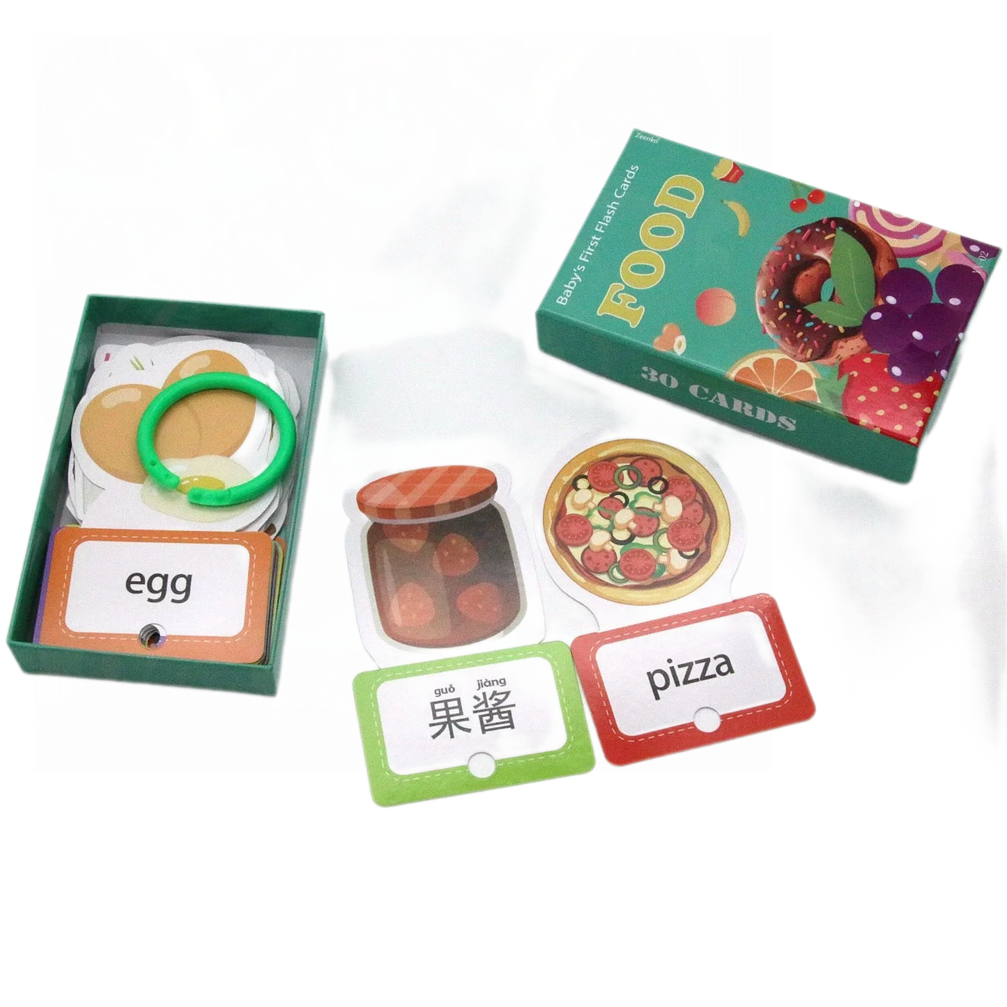 Cross border Chinese English puzzle enlightenment literacy early education card flash card with themes of animals, food