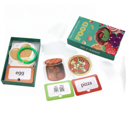 Cross border Chinese English puzzle enlightenment literacy early education card flash card with themes of animals, food