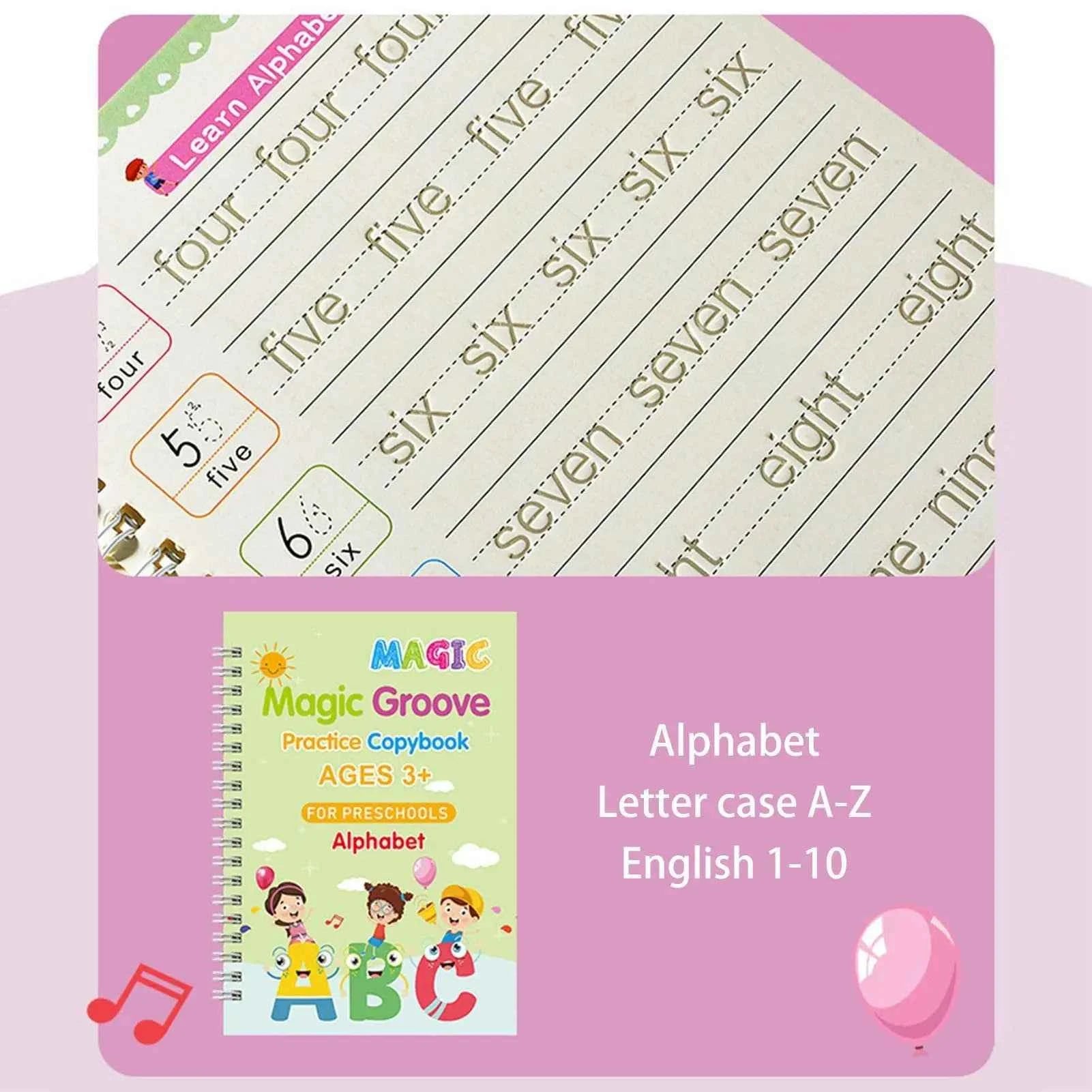 2025 4 Books/set English Sank Magic Practice Copybook French Number Tracing Book German Calligraphy Spanish Reusable Writing Tool