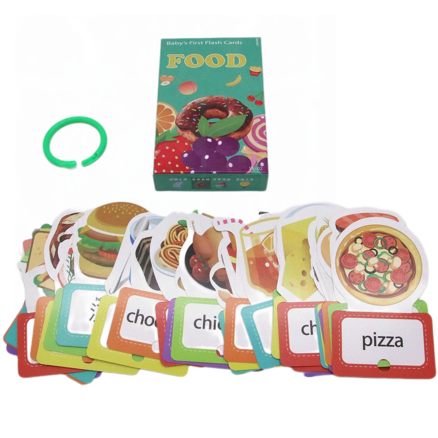 Cross border Chinese English puzzle enlightenment literacy early education card flash card with themes of animals, food