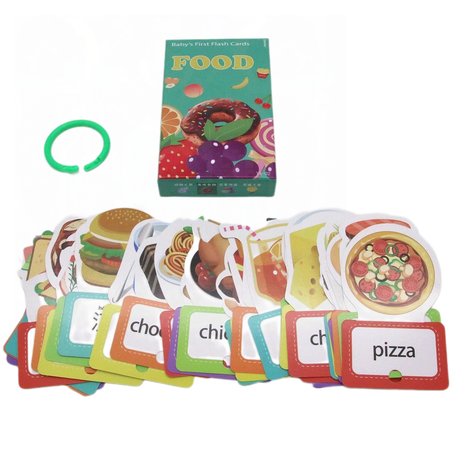 Cross border Chinese English puzzle enlightenment literacy early education card flash card with themes of animals, food