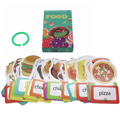 Cross border Chinese English puzzle enlightenment literacy early education card flash card with themes of animals, food