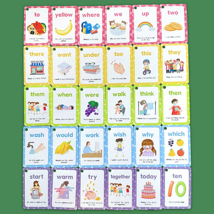 220 Cards Sight Words Flashcards with Pictures & Sentences, 5 Levels High Frequency Words, Vocabulary Building, Montessori - LearnPlay Labs