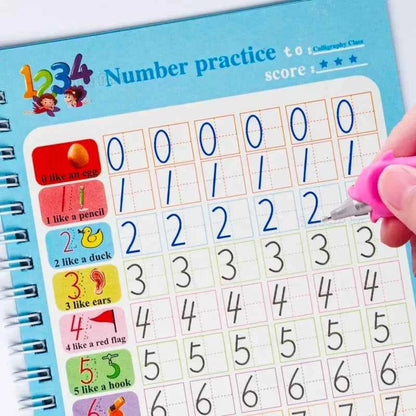 Reusable Learning Alphabet 3D Calligraphy Copybook Math German Book Drawing Numbers Education for Kids Practice Toy Gifts