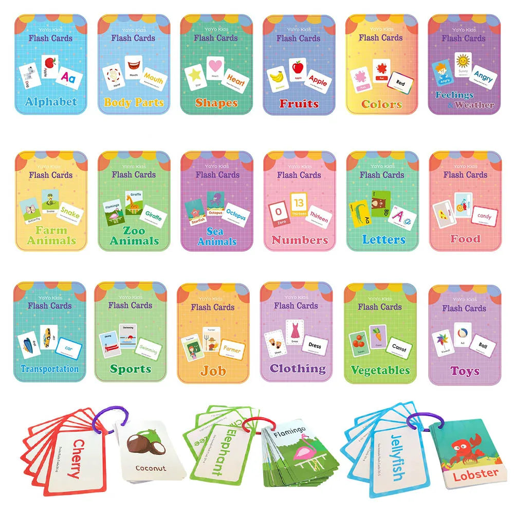 Learning Flashcards ABC Numbers Fruit Animal Body Educational Toys Classroom Aids Montessori Autism English Words Card for Kids - LearnPlay Labs