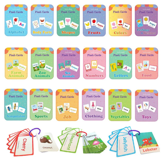 Learning Flashcards ABC Numbers Fruit Animal Body Educational Toys Classroom Aids Montessori Autism English Words Card for Kids - LearnPlay Labs