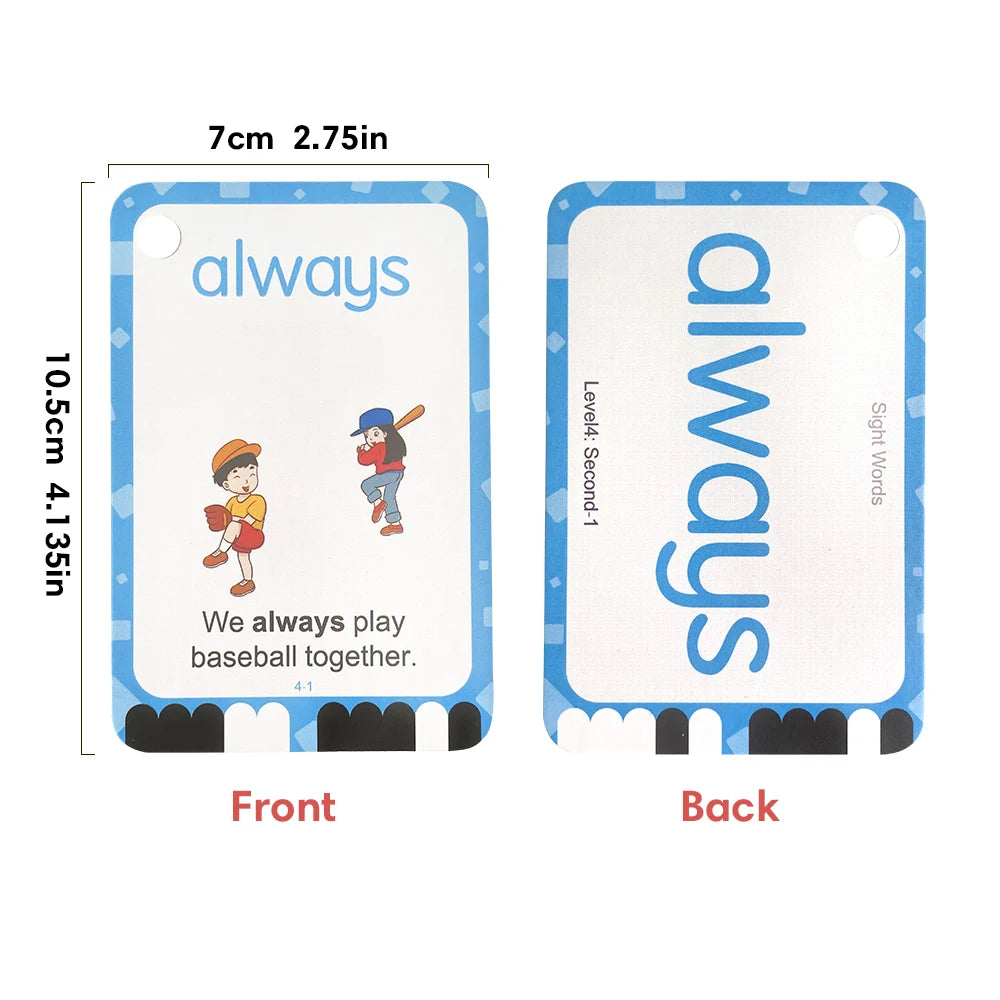 220 Cards Sight Words Flashcards with Pictures & Sentences, 5 Levels High Frequency Words, Vocabulary Building, Montessori - LearnPlay Labs