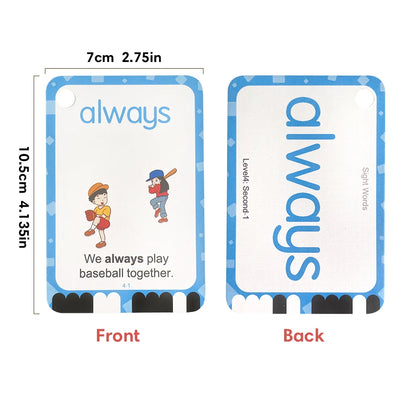 220 Cards Sight Words Flashcards with Pictures & Sentences, 5 Levels High Frequency Words, Vocabulary Building, Montessori - LearnPlay Labs