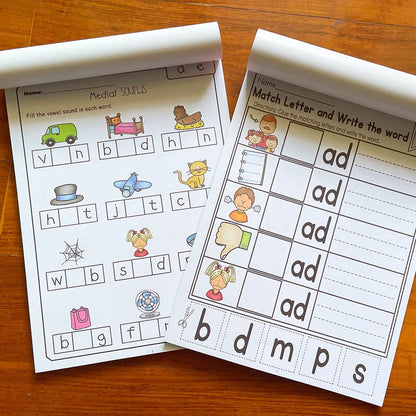 CVC Words Phonics Flashcards Montessori Learning English Sight Words Educational Poster Flash Cards for Kids Cognitive Games - LearnPlay Labs