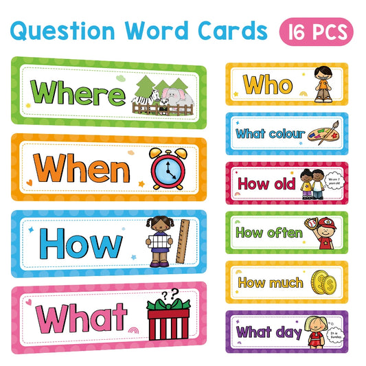 Question Words Learning Flashcards Bulletin Board Headliners Classroom Decoration Teacher Teaching Aids Montessori Materials - LearnPlay Labs