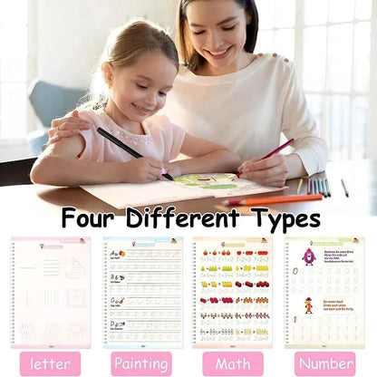 5x26cm Caligraphy Practice Book 4 Book/set German Mathematics Montessori Calligraphy Books for Kids Copy Reusable Educational